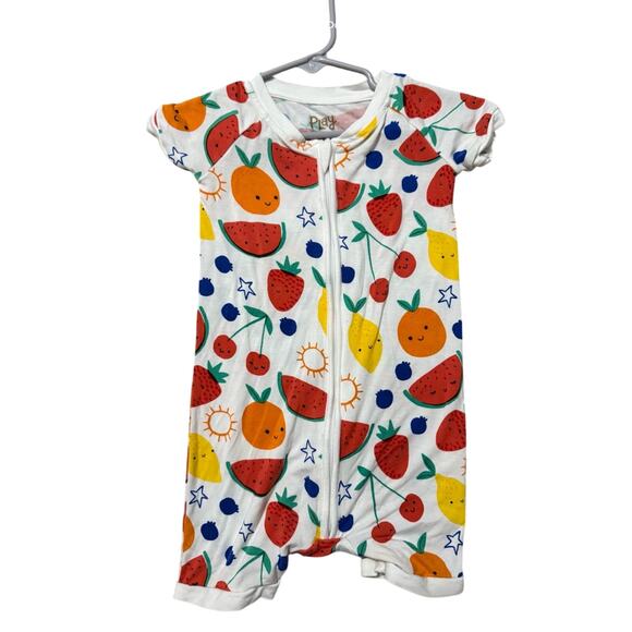 Little Sleepies Squeeze the Day Fruits Shorty Romper Size 12-18mo - Picture 1 of 1